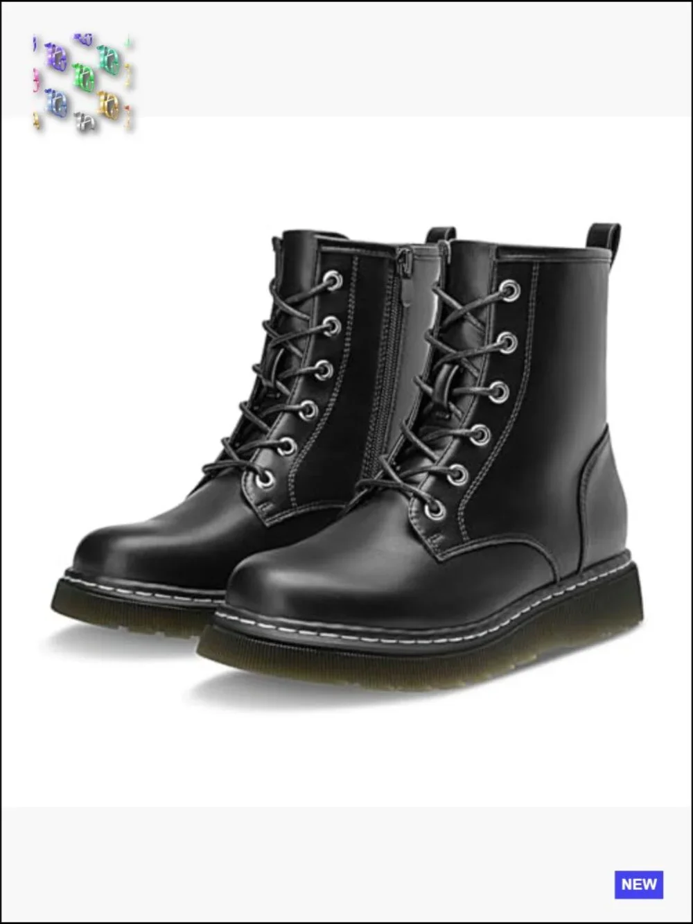 Lace-Up Combat Boots Lug Sole Ankle Booties Side Zipper Womens Flat Platform